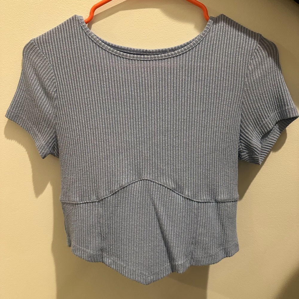 pacsun basic blue t shirt top corset style pac cares